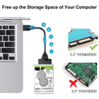 USB 3.0/USB-C to SATA 22-Pin Adapter Cable for 2.5-inch Laptop HDD/SSD, 25cm