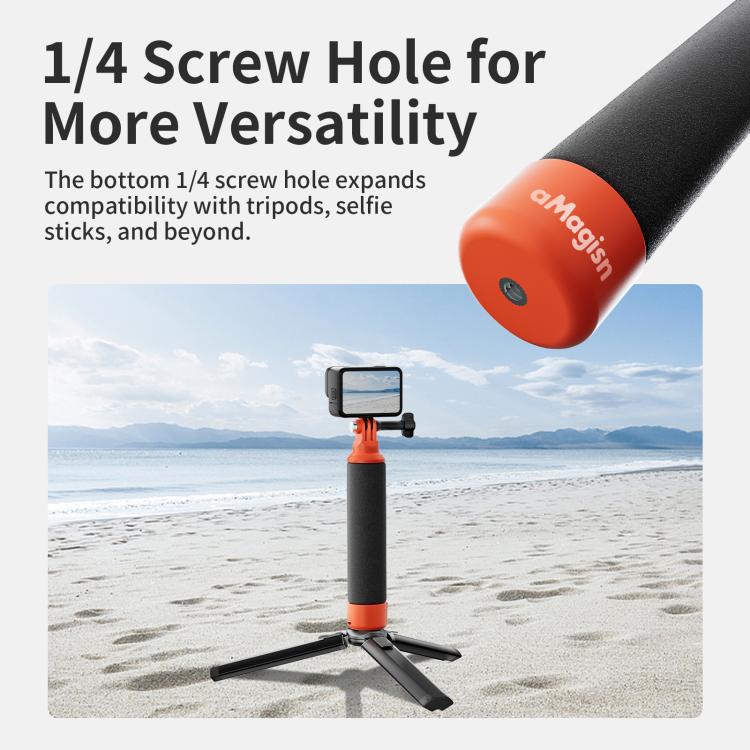 aMagisn Universal Floating Hand Grip for Action Cameras with Triple Claw & 1/4-inch Screw Mount