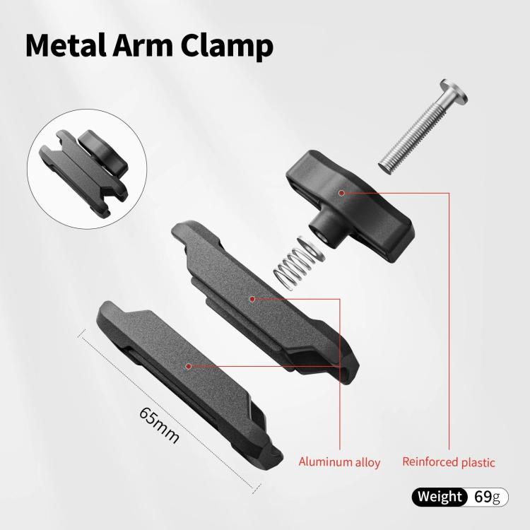 aMagisn Metal Arm Clamp Mount Adhesive Base with 1/4-inch Joint Ball For Insta360, DJI, GoPro Cameras, Adhesive Base