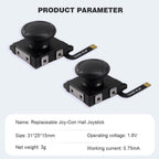 Hall Effect Joystick for Nintendo Switch/OLED/Lite Joy-Con Electromagnetic Analog Stick with No Drift, Black, Set 1, Set 2