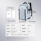 Large Capacity Sports & Travel Backpack 15.6 Inch Lightweight Business Laptop Bag