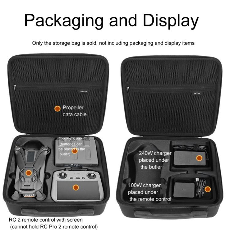 For DJI Mavic 4 Pro Fly More Combo BKANO Shoulder Bag Handbag Storage Box, MA-004 Black, MA-004 Gray
