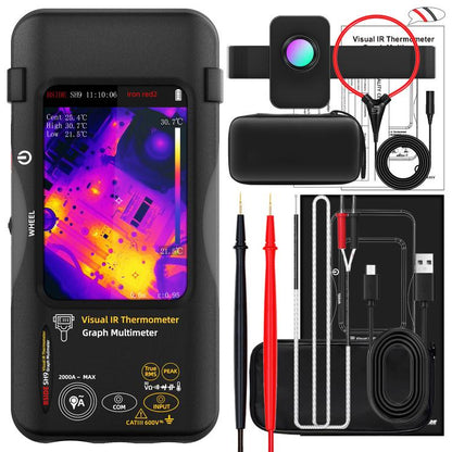 BSIDE SH9 Infrared Thermal Imaging Multimeter Touchscreen High-Definition Thermal Imaging Thermometer Electrical Floor Heating Inspection, Standard, Standard+Flexible Coil, Standard+Macro Lens, Standard+Macro Lens+Flexible Coil