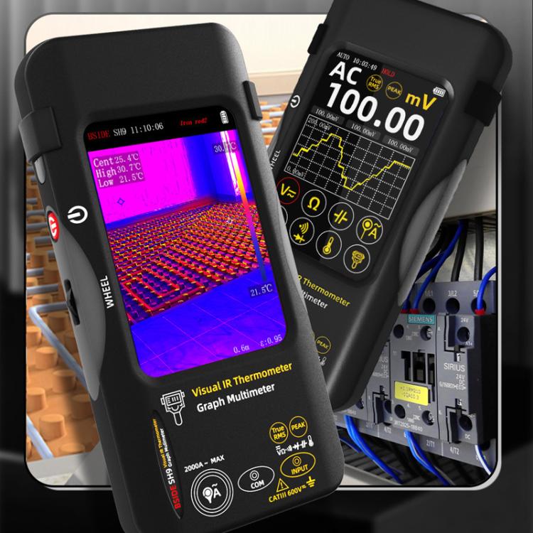 BSIDE SH9 Infrared Thermal Imaging Multimeter Touchscreen High-Definition Thermal Imaging Thermometer Electrical Floor Heating Inspection, Standard, Standard+Flexible Coil, Standard+Macro Lens, Standard+Macro Lens+Flexible Coil