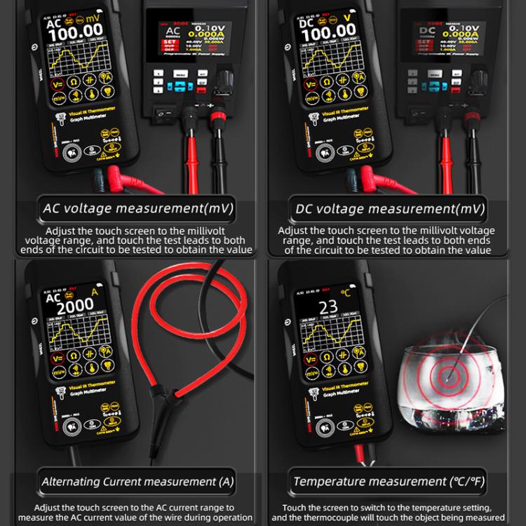 BSIDE SH9 Infrared Thermal Imaging Multimeter Touchscreen High-Definition Thermal Imaging Thermometer Electrical Floor Heating Inspection, Standard, Standard+Flexible Coil, Standard+Macro Lens, Standard+Macro Lens+Flexible Coil