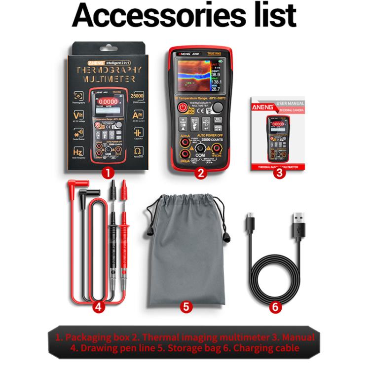 ANENG 2 In 1 HD Infrared Thermal Imager Digital Multimeter, AR01