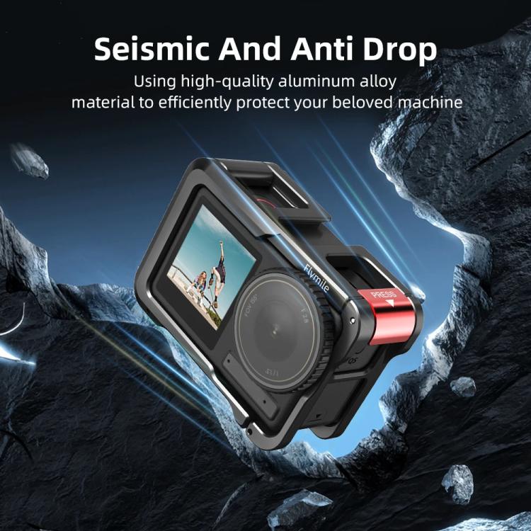For DJI Action 5 Pro/Action 4/Action 3 Flymile Aluminum Alloy Camera Cage Protective Metal Frame, AC4003 Cage