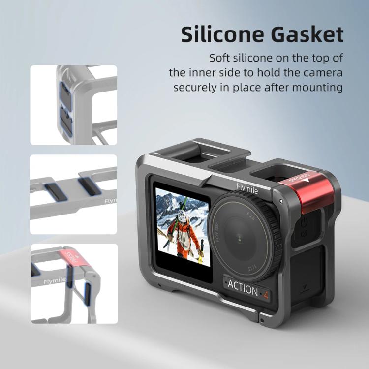 For DJI Action 5 Pro/Action 4/Action 3 Flymile Aluminum Alloy Camera Cage Protective Metal Frame, AC4003 Cage