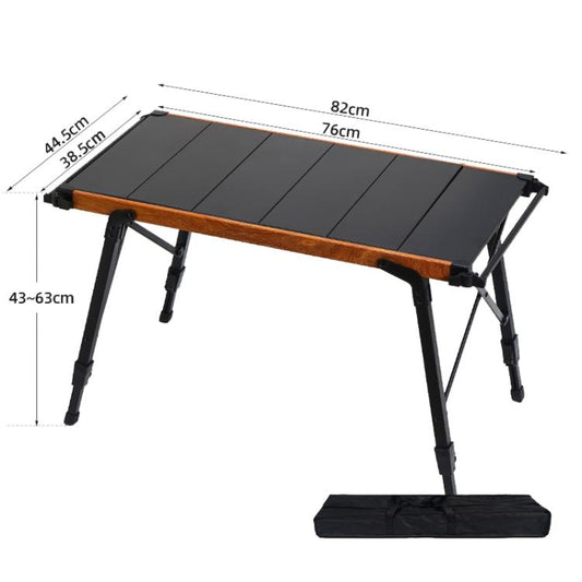CLS Outdoor Aluminum Egg Roll Table Camping Folding Table, 8245 6 Plates, 9545 Folded 7 Plates, 8744 Black, 8744 Wood Grain, 8744 Black+4 PU Hooks, 8744 Wood Grain+4 PU Hooks