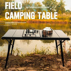 CLS Outdoor Aluminum Egg Roll Table Camping Folding Table, 8245 6 Plates, 9545 Folded 7 Plates, 8744 Black, 8744 Wood Grain, 8744 Black+4 PU Hooks, 8744 Wood Grain+4 PU Hooks