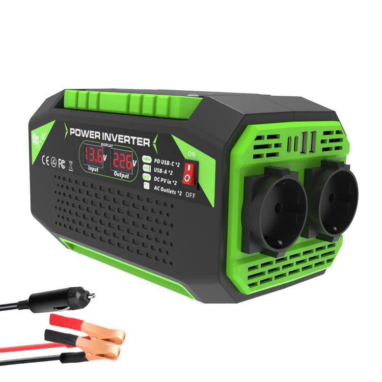 Gurxun Car Pure Sine Wave Inverter Dual AC Sockets + 2 USB + 2 Type-C Ports Outdoor Car Power Converter, 300W EU Plug, 500W EU Plug, 300W US Plug, 500W US Plug, 300W Brazil Plug 12V To 110V, 300W Brazil Plug 12V To 220V, 500W Brazil Plug 12V To 110V   ...