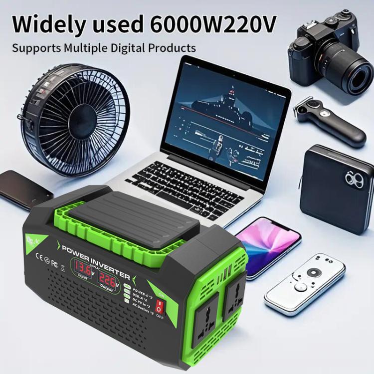 Gurxun Car Pure Sine Wave Inverter Dual AC Sockets + 2 USB + 2 Type-C Ports Outdoor Car Power Converter, 300W EU Plug, 500W EU Plug, 300W US Plug, 500W US Plug, 300W Brazil Plug 12V To 110V, 300W Brazil Plug 12V To 220V, 500W Brazil Plug 12V To 110V   ...