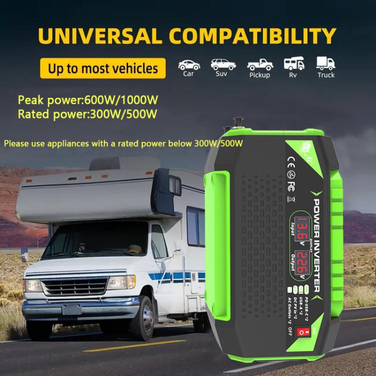 Gurxun Car Pure Sine Wave Inverter Dual AC Sockets + 2 USB + 2 Type-C Ports Outdoor Car Power Converter, 300W EU Plug, 500W EU Plug, 300W US Plug, 500W US Plug, 300W Brazil Plug 12V To 110V, 300W Brazil Plug 12V To 220V, 500W Brazil Plug 12V To 110V   ...