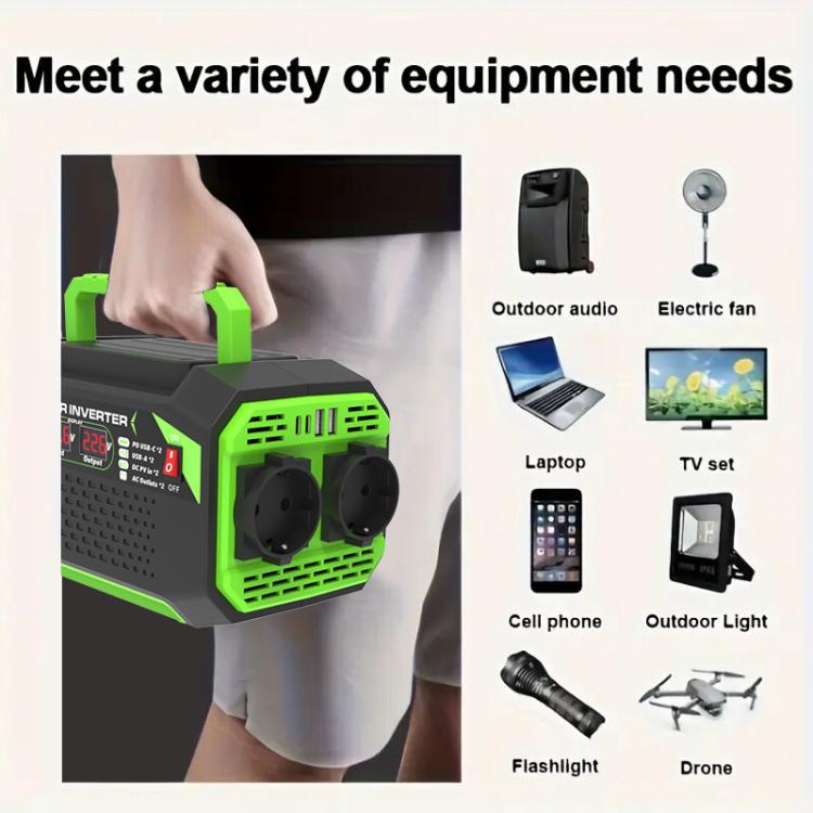 Gurxun Car Pure Sine Wave Inverter Dual AC Sockets + 2 USB + 2 Type-C Ports Outdoor Car Power Converter, 300W EU Plug, 500W EU Plug, 300W US Plug, 500W US Plug, 300W Brazil Plug 12V To 110V, 300W Brazil Plug 12V To 220V, 500W Brazil Plug 12V To 110V   ...