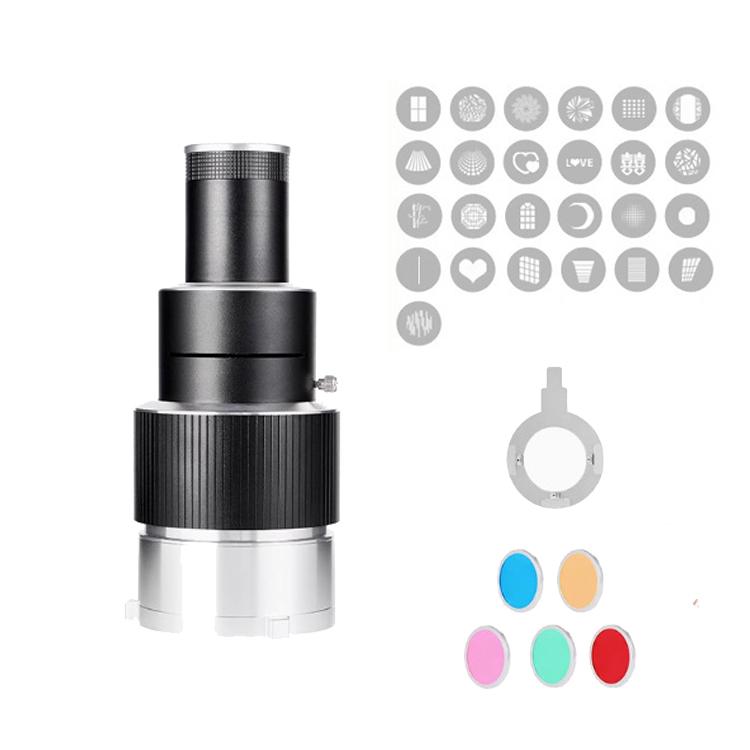 Adjustable Focus DIY Optical Snoot for Bowens Mount Flash Conical Lens Photography Light Modifier, 5 Templates Kit, 25 Templates Kit, 35 Templates Kit