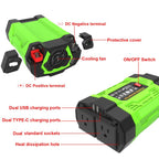 Gurxun 200W Modified Wave Inverter With 18W Solar Panel + 30A Controller Dual Socket + 2 USB + 2 Type-C Ports, Universal Socket 12V To 220V, Universal Socket 12V To 110V, EU Plug 12V To 220V, US Plug 12V To 110V, Brazil Plug 12V To 220V                ...