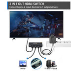 2 In 1 Out HDMI Two-Way Switch 8K 60Hz HD Computer TV Video Splitter, SW21