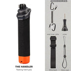 Floating Hand Grip For GoPro/DJI/Insta360 Action Camera Waterproof Buoyant Handle With Anti-Loss Steel Cable