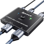 KCEVE KC-C201H 2 Type-C Input 1 Output KVM Switch Support 4K 60Hz, KC-C201H