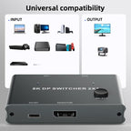 DisplayPort Switch 8K 30Hz HD Splitter For Computer Screen, DP201 2 In 1 Out, DP301 3 In 1 Out