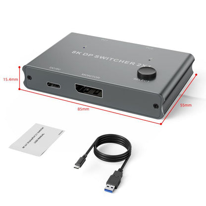 DisplayPort Switch 8K 30Hz HD Splitter For Computer Screen, DP201 2 In 1 Out, DP301 3 In 1 Out