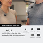Original  2 TX + 1 RX + Charging Case + 8 Pin Phone Adapter For DJI Mic 3, 2 TX + 1 RX + Charging Case+8 Pin