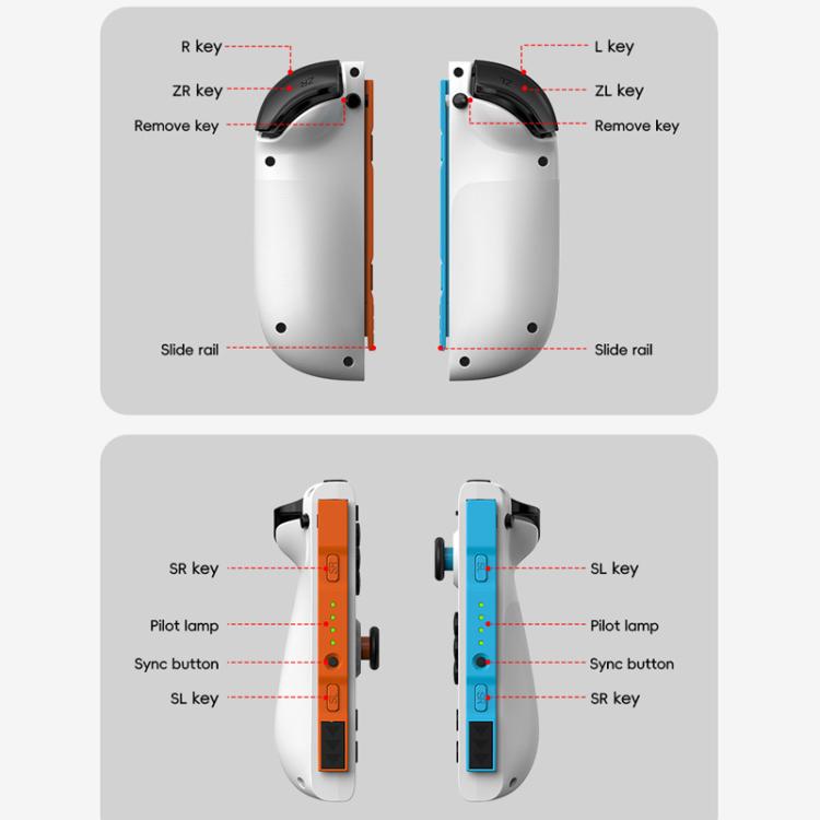 For Nintendo Switch JOY-05 Split Controllers TMR Hall Effect Joysticks, 6-Axis Motion & RGB Lighting