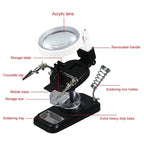 5x 10x Desktop Handheld Magnifying Glass 32 LEDs Soldering Iron Maintenance Workbench