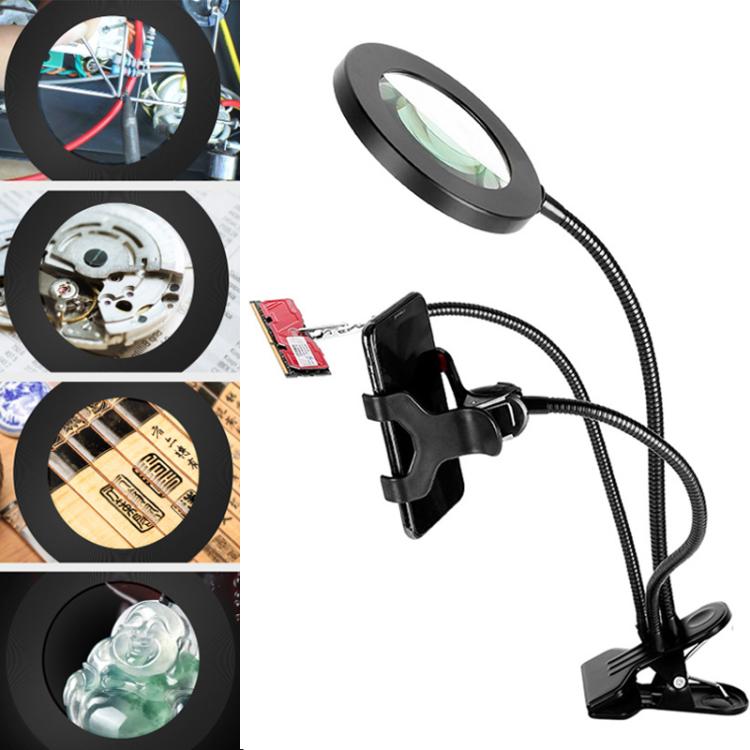 10X 72LEDs Optical Magnifying Glass Hose Type Mobile Phone Holder, 10X