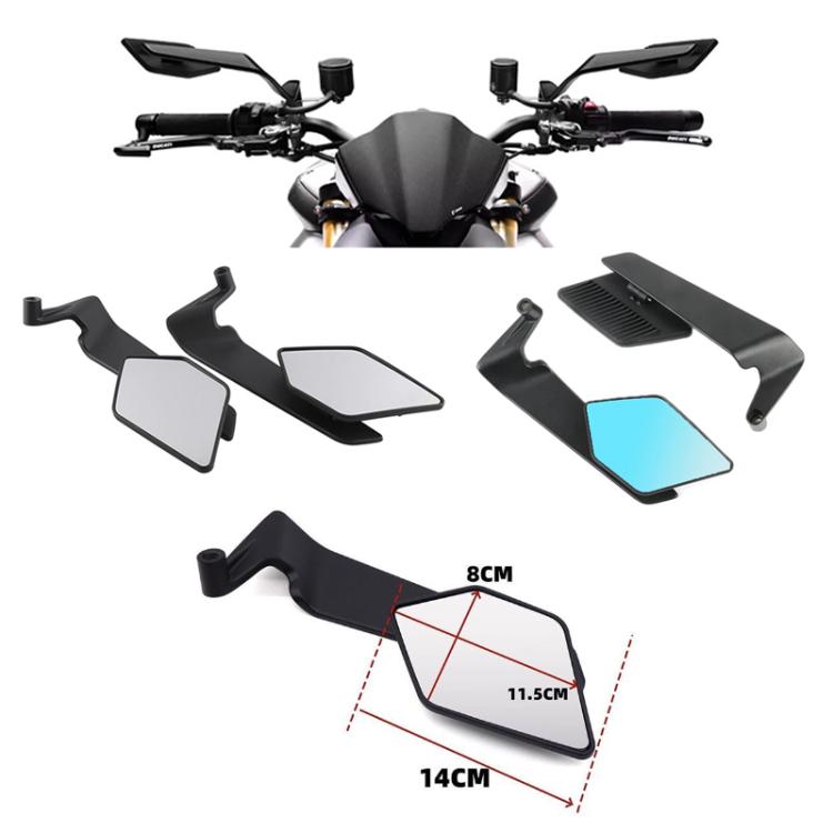 Motorcycle Universal Aluminum Alloy Wind Wing Rearview Mirror, White Mirror