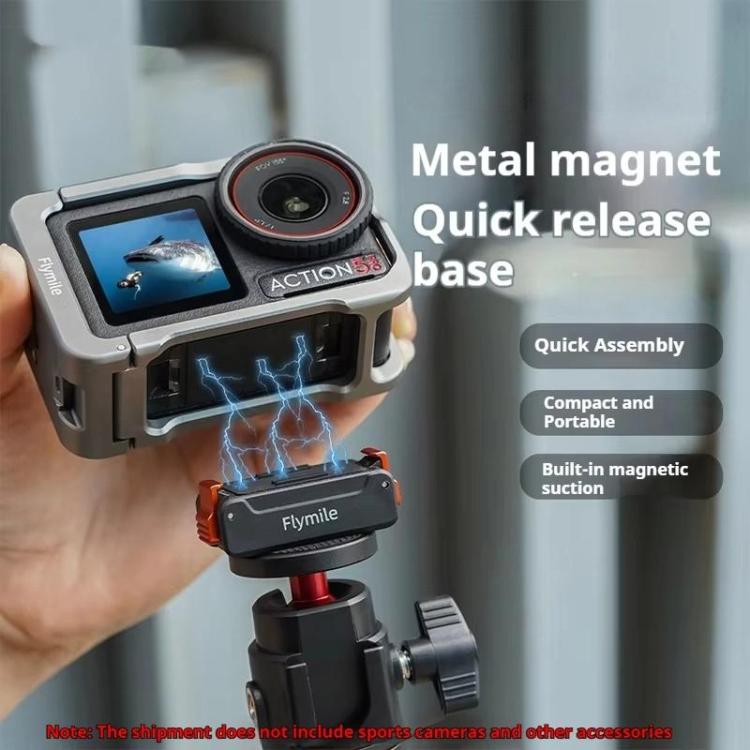 For DJI Osmo Action 5 Pro /4/3 Flymile Magnetic Quick Release Base With 1/4-inch Screw & 2-claw Interface, 1/4-inch Screw & 2-claw
