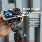 For DJI Osmo Action 5 Pro /4/3 Flymile Magnetic Quick Release Base With 1/4-inch Screw & 2-claw Interface, 1/4-inch Screw & 2-claw