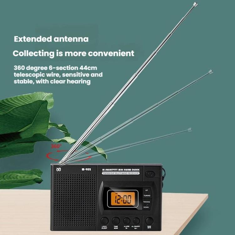 FM/AM/SW Full-Band Portable Clock LCD Clock Control Radio Player, For EU, For US