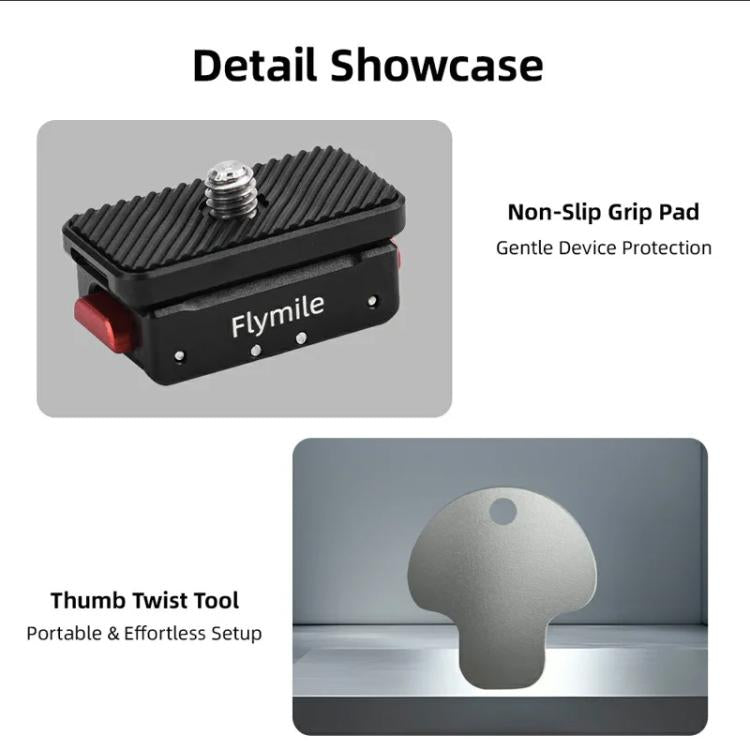 Flymile Magnetic Quick-Release Base 1/4 Inch Thread Foldable Extension Kit for Insta360 Ace Pro 2/Ace Pro/Ace/X5/X4/X3/X2, 1/4 Inch Thread Foldable Kit