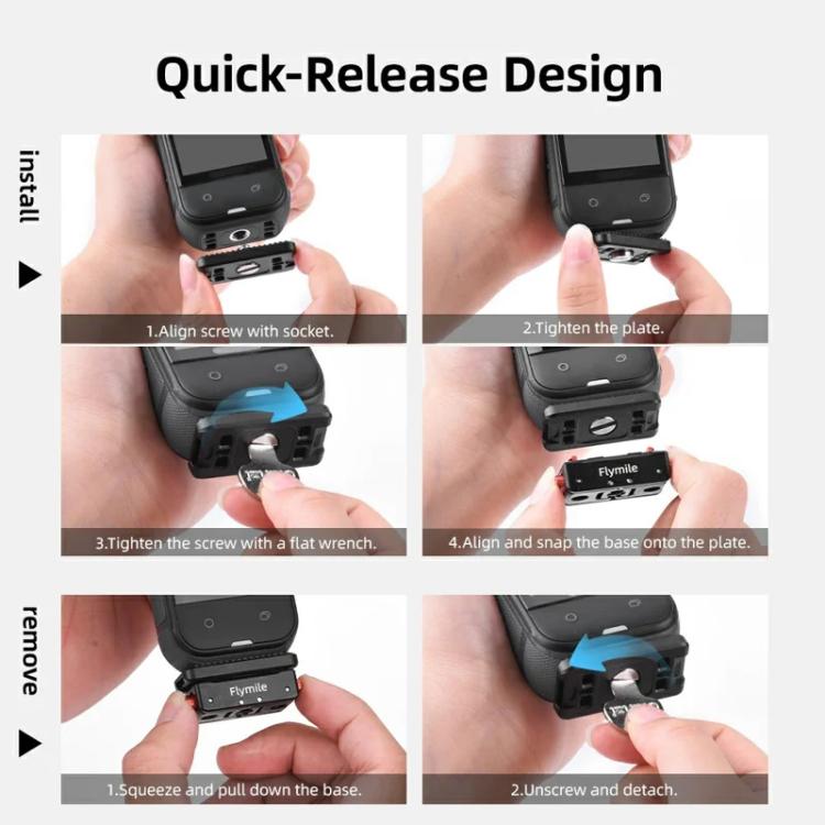 Flymile Magnetic Quick-Release Base 1/4 Inch Thread Foldable Extension Kit for Insta360 Ace Pro 2/Ace Pro/Ace/X5/X4/X3/X2, 1/4 Inch Thread Foldable Kit