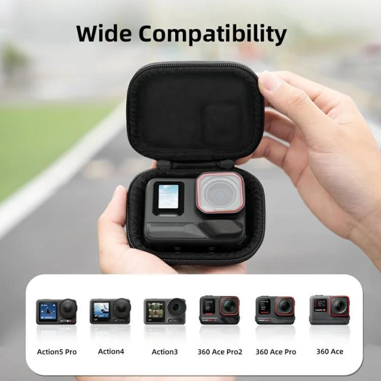 Flymile PU Mini Camera Case with Carabiner For Caged DJI Action 3/4/5 Pro/Insta360 Ace Pro 2/1/GoPro