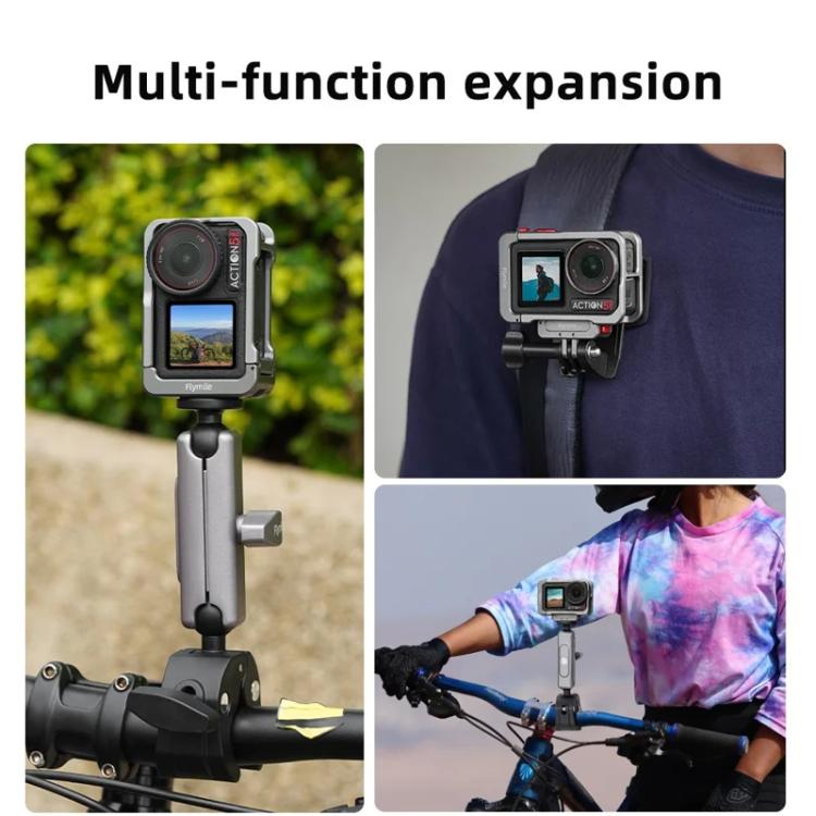 For DJI Osmo Action 5 Pro/4/3 Flymile Metal Protective Cage with Cold Shoe Mount, AC5011 Cage