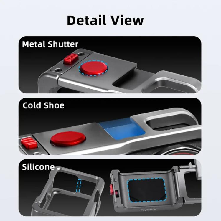 For DJI Osmo Action 5 Pro/4/3 Flymile Metal Protective Cage with Cold Shoe Mount, AC5011 Cage