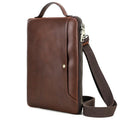 CONTACTS FAMILY 14.2 Inch Crazy Horse Leather Messenger Bag Vintage Crossbody Laptop Briefcase, For Macbook Pro 14.2 Inch