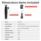 aMagisn Mini Tripod Selfie Stick with 360-degree Ball Head Adjustable Phone/Camera Mount for Travel, Vlogging & Live Streaming