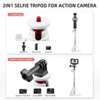 Flymile 15.8-30.8cm Tripod Selfie Stick for Action Cameras With 360-degree Adjustable Ball Head & Cold Shoe