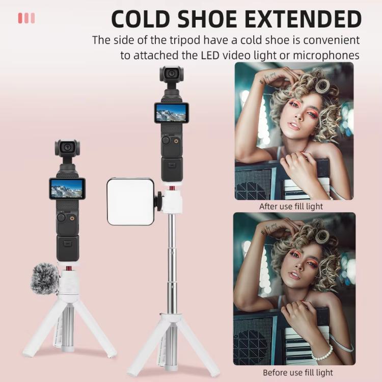 Flymile 15.8-30.8cm Tripod Selfie Stick for Action Cameras With 360-degree Adjustable Ball Head & Cold Shoe