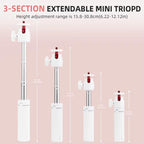 Flymile 15.8-30.8cm Tripod Selfie Stick for Action Cameras With 360-degree Adjustable Ball Head & Cold Shoe