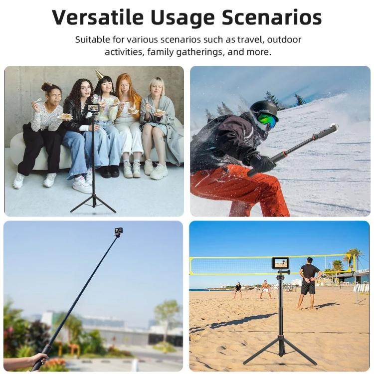 Flymile 1.63m Magnetic Quick-Release Tripod Selfie Stick for Action Cameras for Vlogging, Outdoor Sports, FLY018_2