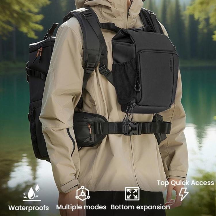 Cwatcun D198 Small Expandable Single Shoulder Camera Bag Waterproof Multi-Function Camera Bag, D198