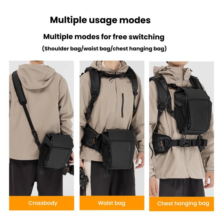 Cwatcun D198 Small Expandable Single Shoulder Camera Bag Waterproof Multi-Function Camera Bag, D198