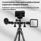 Aluminum Alloy 3 Station Live Streaming Stand Action Camera Multi Functional Expansion Adapter Accessory, 3 Card, 2 Card To 3 Card, 1/4 Pitch To 3 Card, 1 Inch Ball Head To 3 Card, 17mm Ball Head To 3 Card