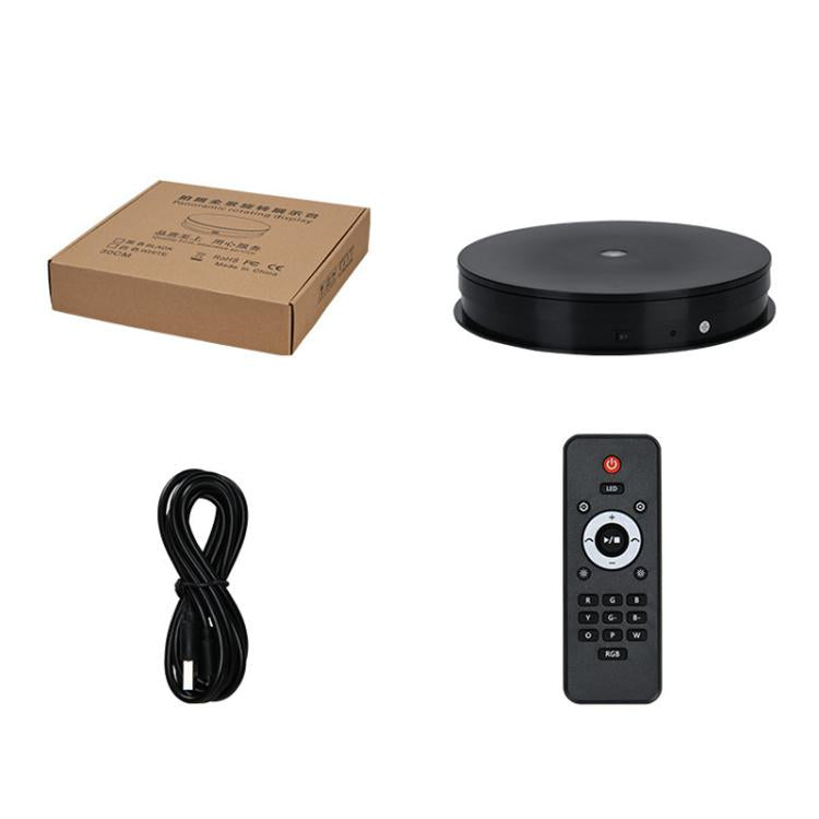 Remote Control Light Rotating Tray Still Life Display Adjustable Speed Brightness Jewelry Stand, 20cm White Base White Light Direct Plug, 20cm Black Base White Light Direct Plug, 20cm White Base Colorful Light Direct Plug                               ...