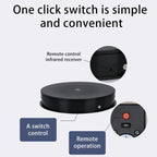 Remote Control Light Rotating Tray Still Life Display Adjustable Speed Brightness Jewelry Stand, 20cm White Base White Light Direct Plug, 20cm Black Base White Light Direct Plug, 20cm White Base Colorful Light Direct Plug                               ...