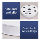 Remote Control Light Rotating Tray Still Life Display Adjustable Speed Brightness Jewelry Stand, 20cm White Base White Light Direct Plug, 20cm Black Base White Light Direct Plug, 20cm White Base Colorful Light Direct Plug                               ...